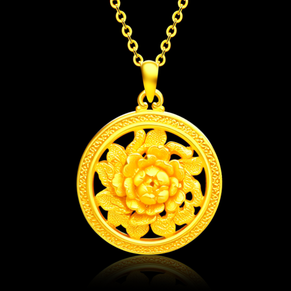 黄金花吊坠图片 黄金花吊坠图片